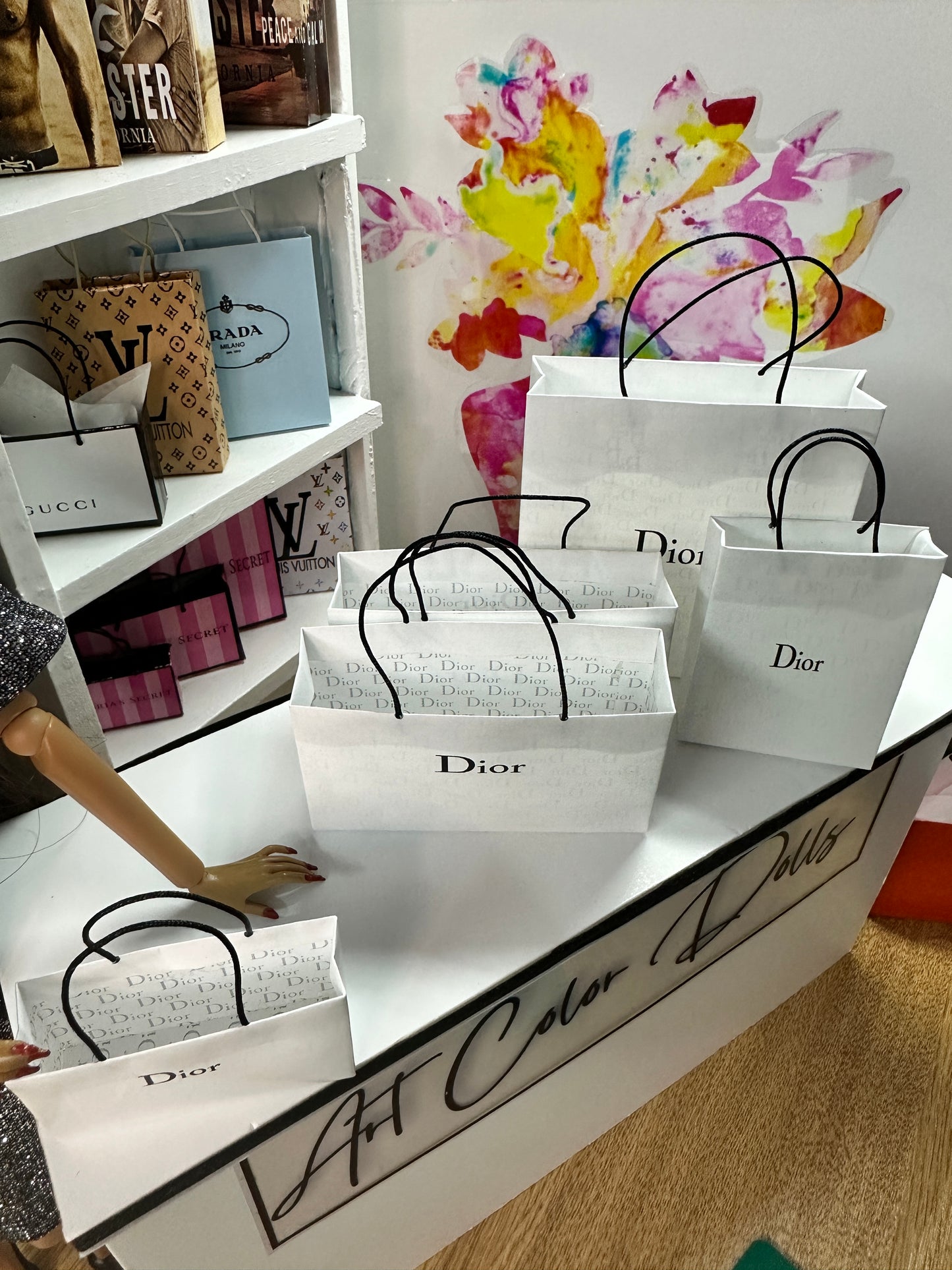 SET OF 5 Miniature Shopping Bags for Fashion Dolls