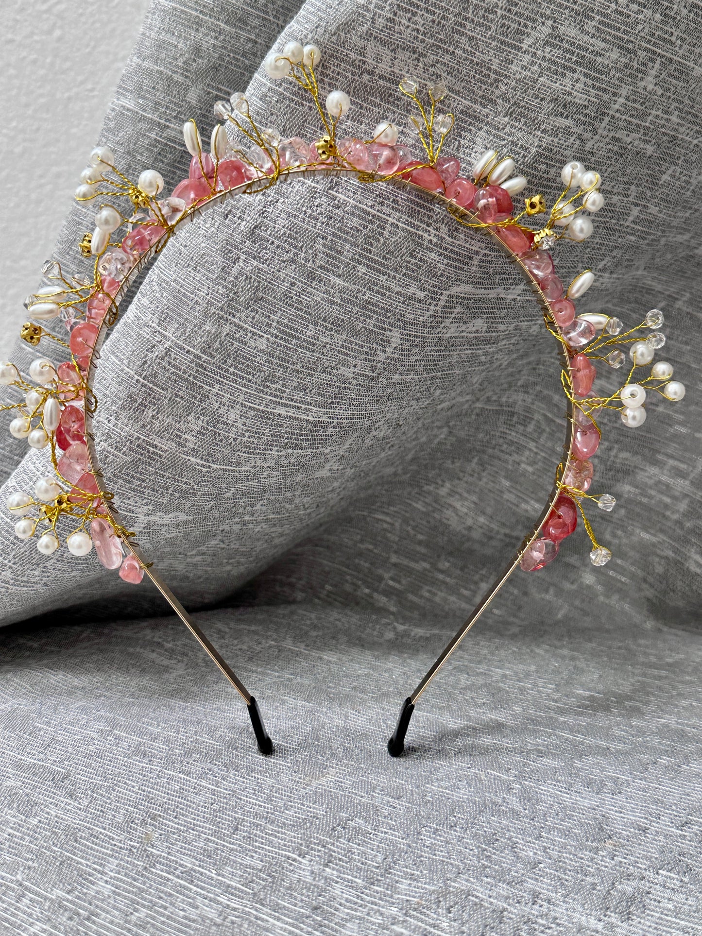 RAW CRYSTAL STRAWBERRY QUARTZ TIARA
