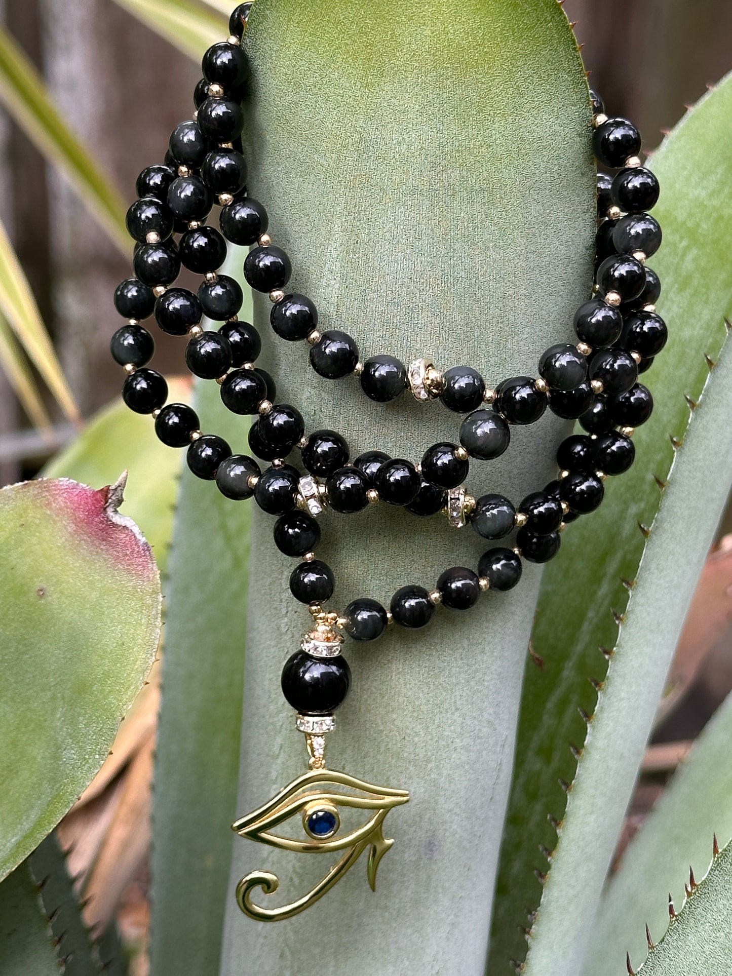 "THE SEER" Mala Beads Necklace with Horus Eye Pendant