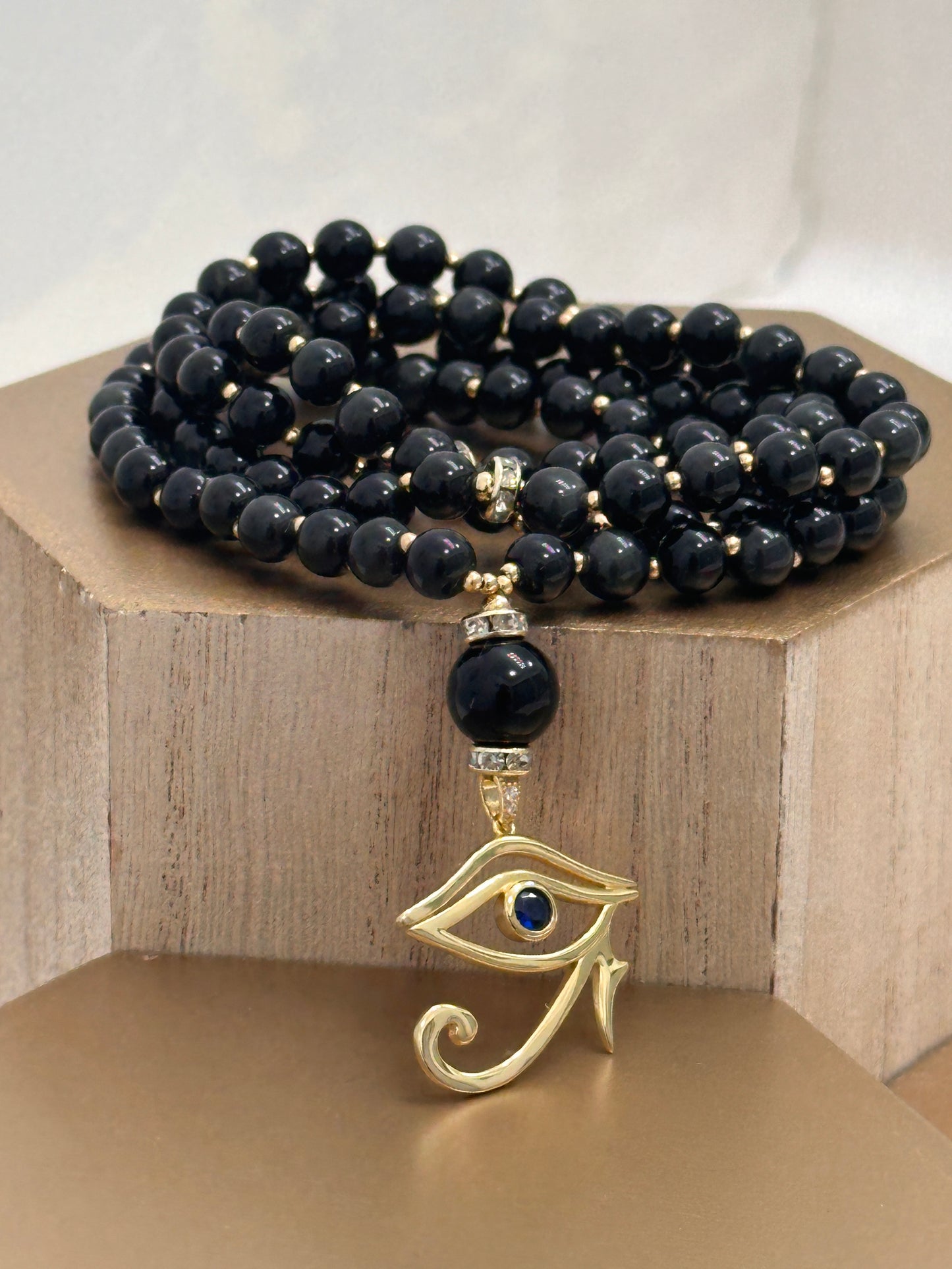 "THE SEER" Mala Beads Necklace with Horus Eye Pendant