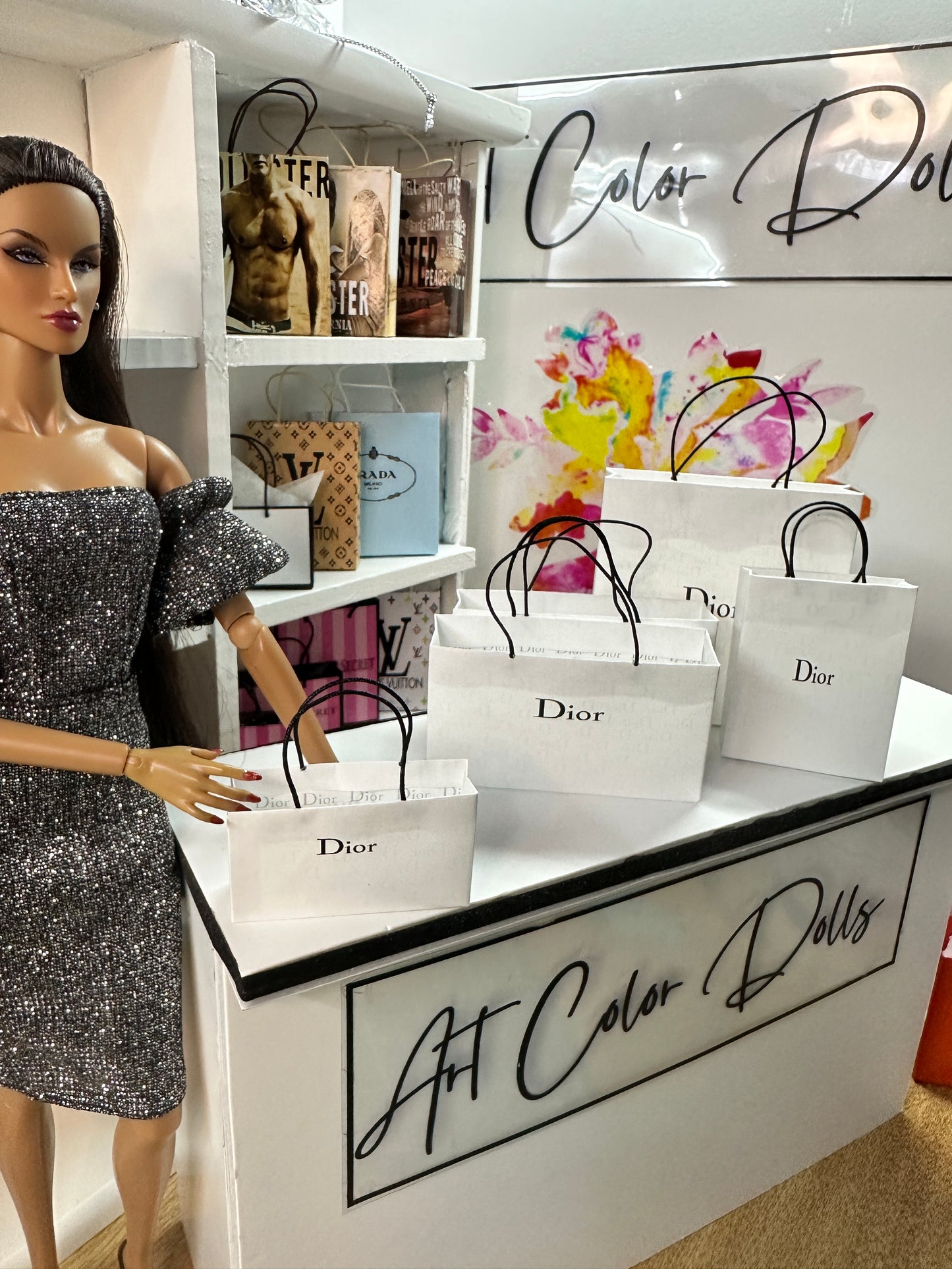 SET OF 5 Miniature Shopping Bags for Fashion Dolls