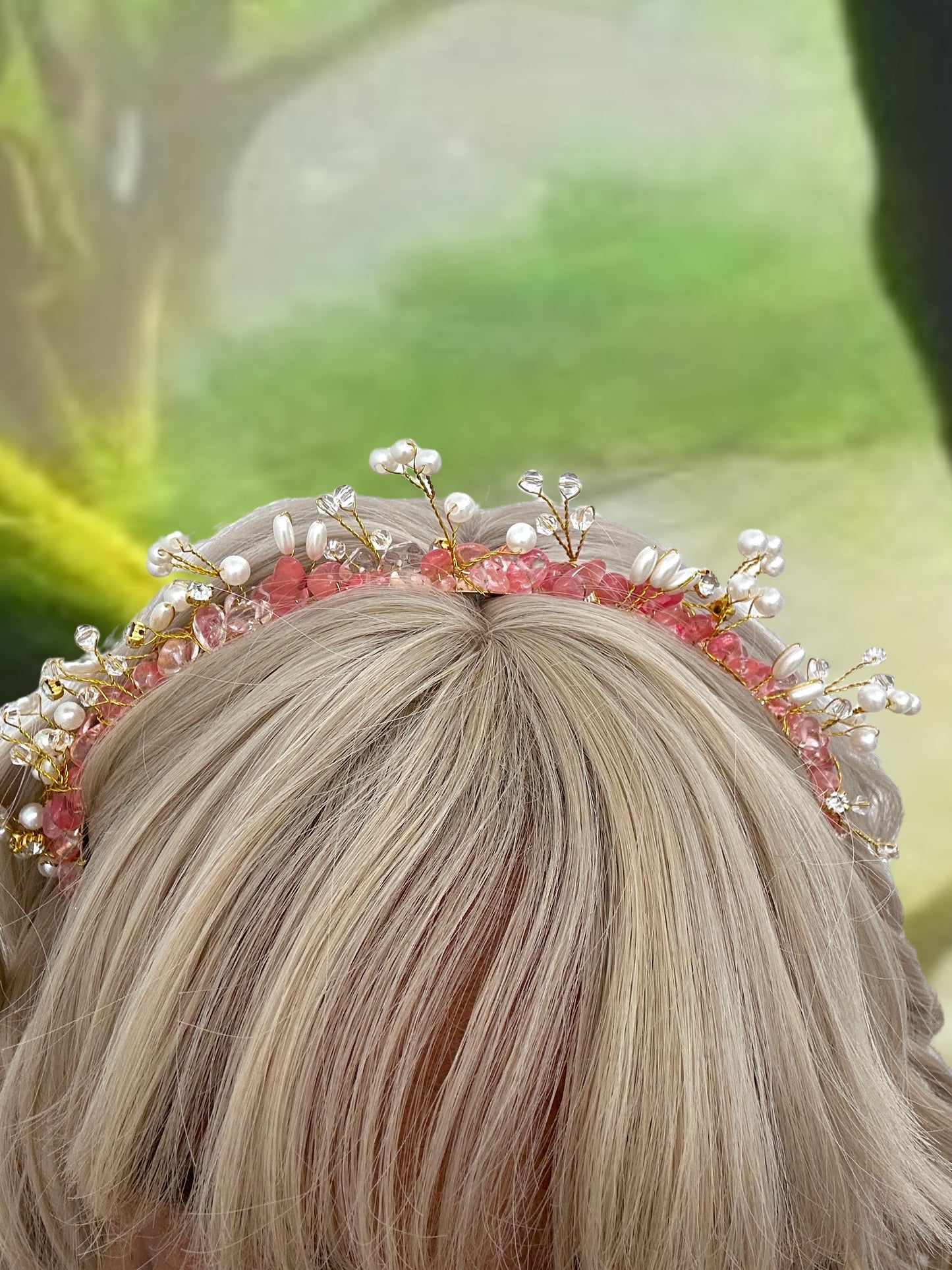 RAW CRYSTAL STRAWBERRY QUARTZ TIARA