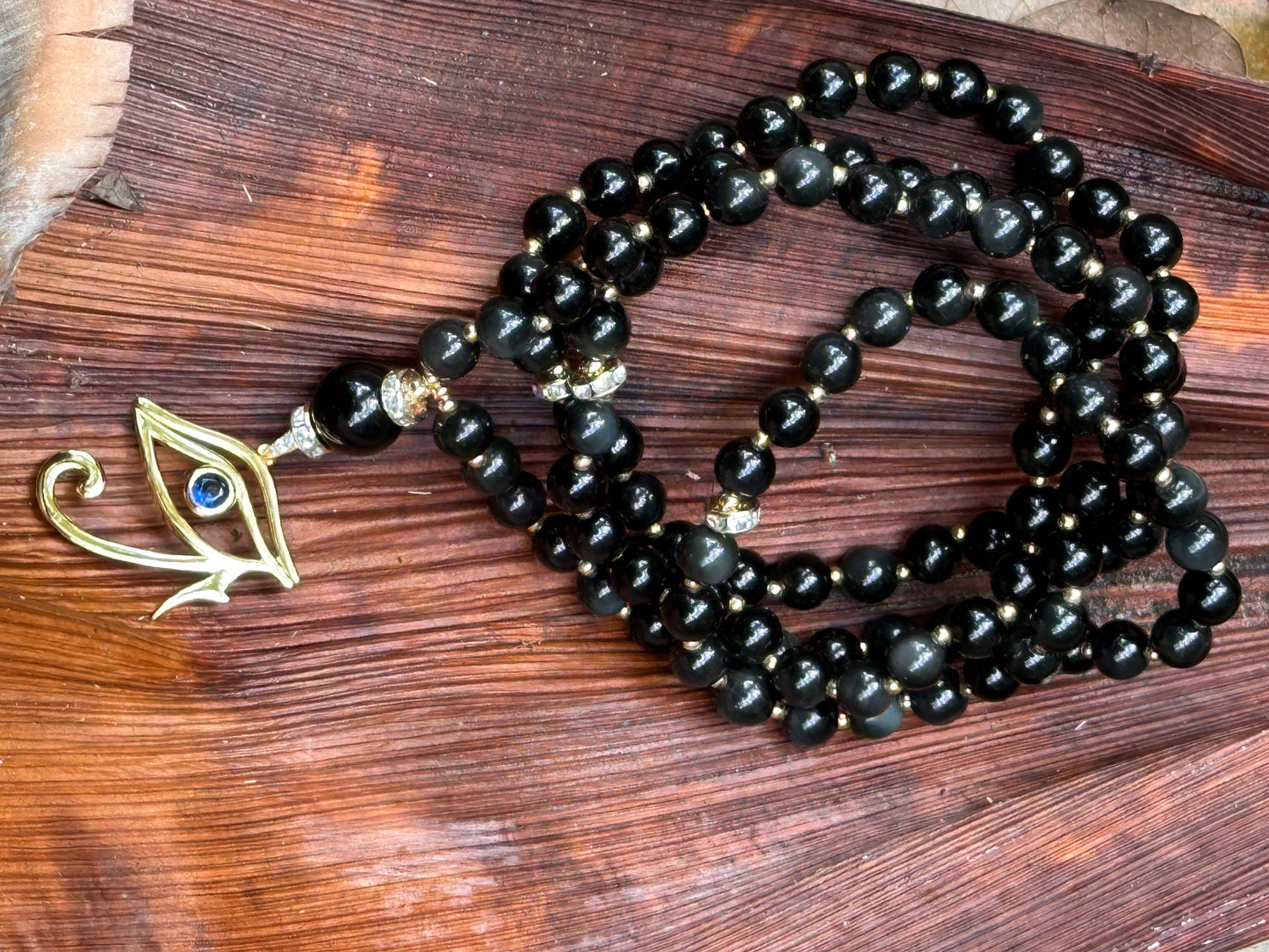 "THE SEER" Mala Beads Necklace with Horus Eye Pendant