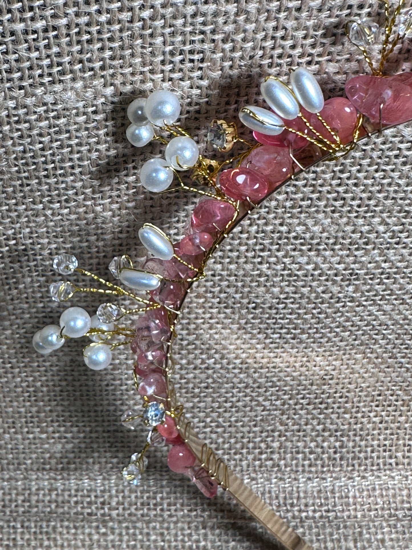 RAW CRYSTAL STRAWBERRY QUARTZ TIARA