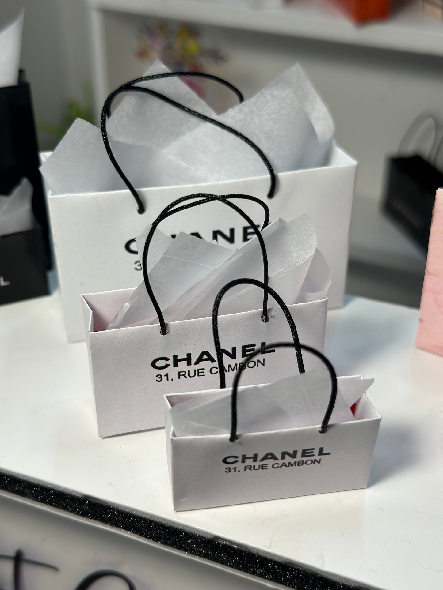SET OF 3 CHANE L INSPIRED MINIATURE BAGS