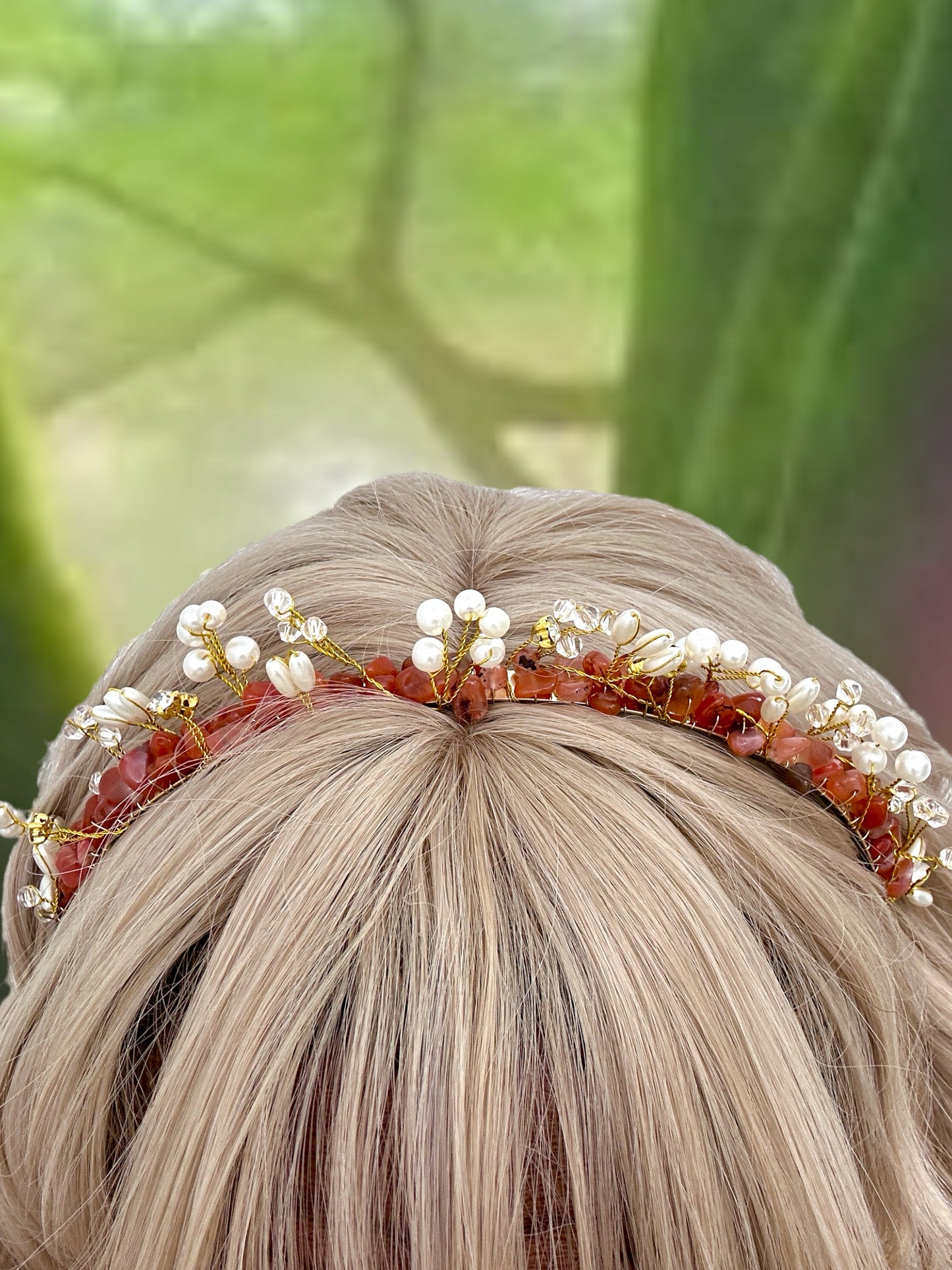 RAW CRYSTAL RED AGATE TIARA