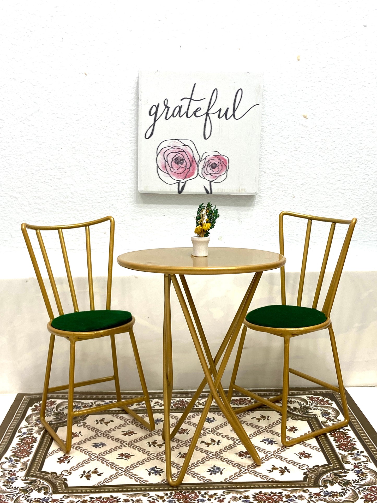 1:6 Scale Miniature High Quality Metal 3 Piece Table and Chairs Set