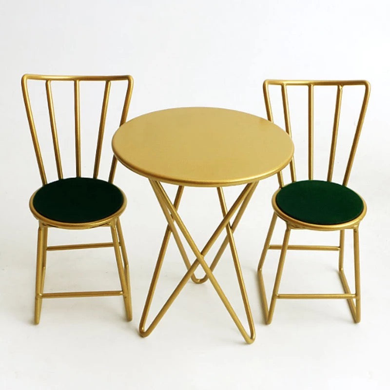 1:6 Scale Miniature High Quality Metal 3 Piece Table and Chairs Set