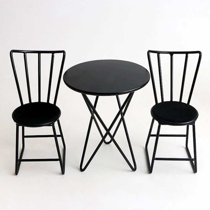 1:6 Scale Miniature High Quality Metal 3 Piece Table and Chairs Set
