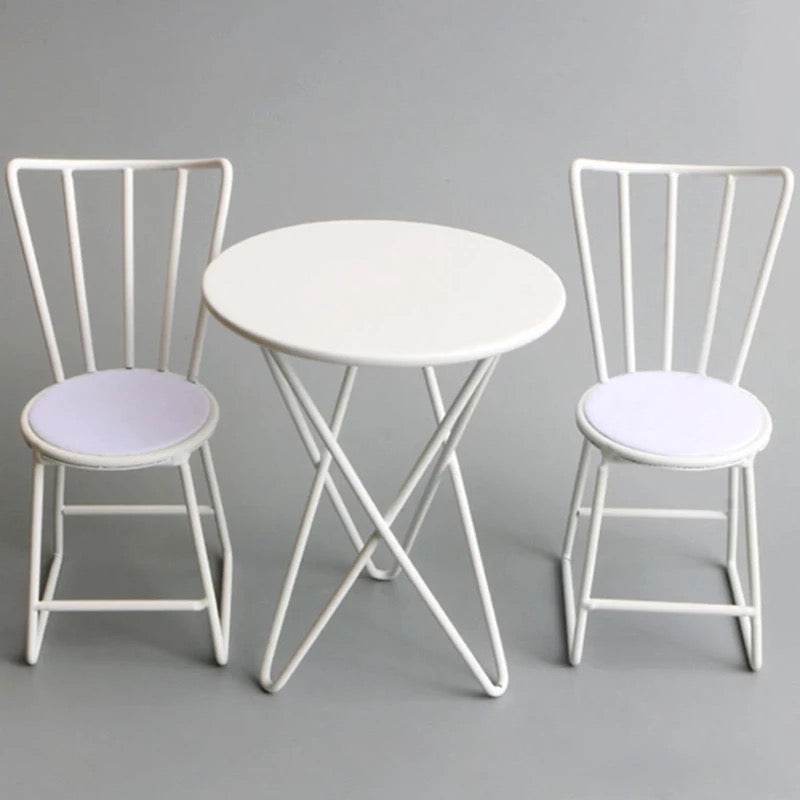 1:6 Scale Miniature High Quality Metal 3 Piece Table and Chairs Set