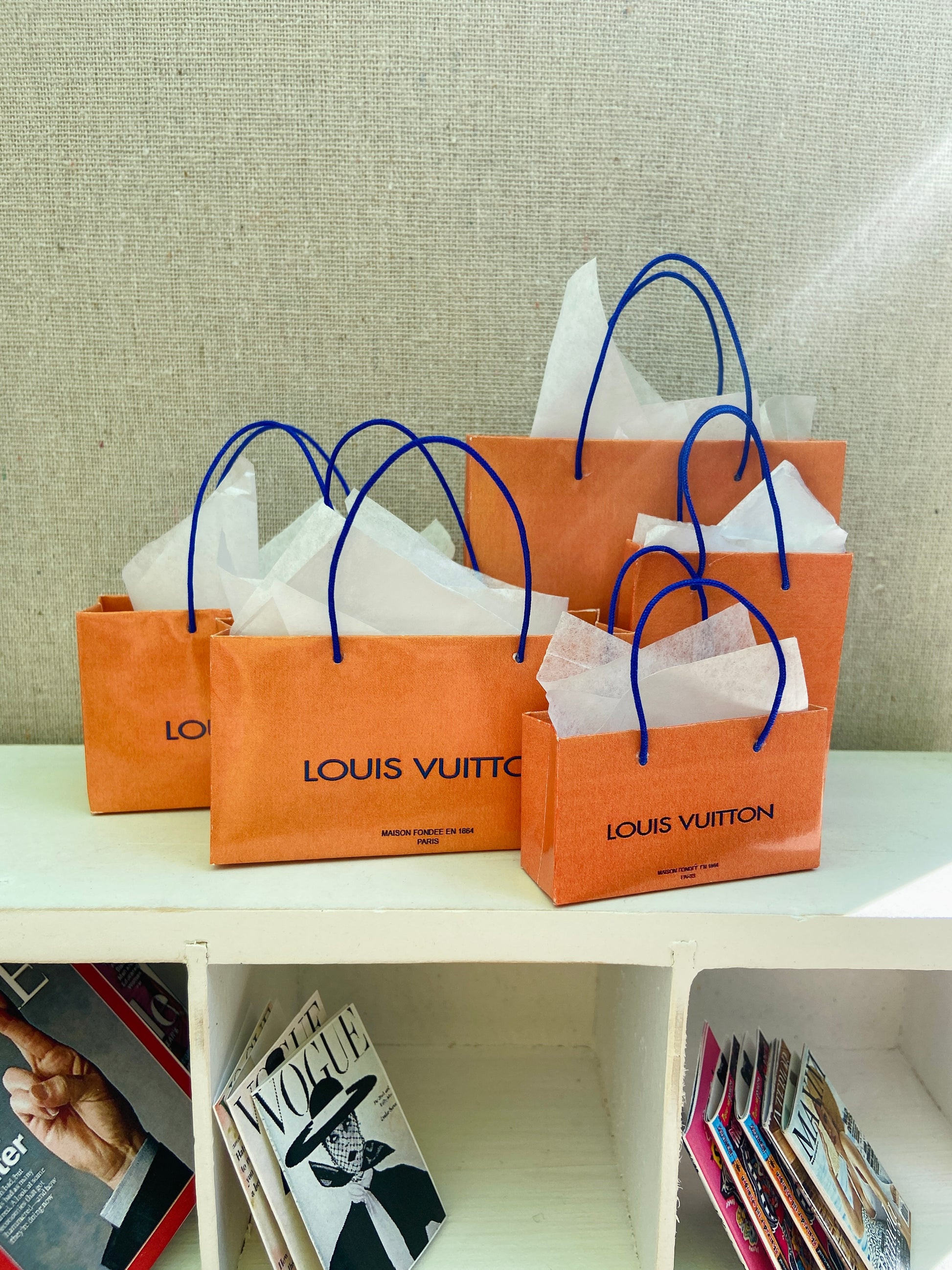 Louis Vuitton, Bags, Louis Vuitton Shopping Bag With Blue Ribbon